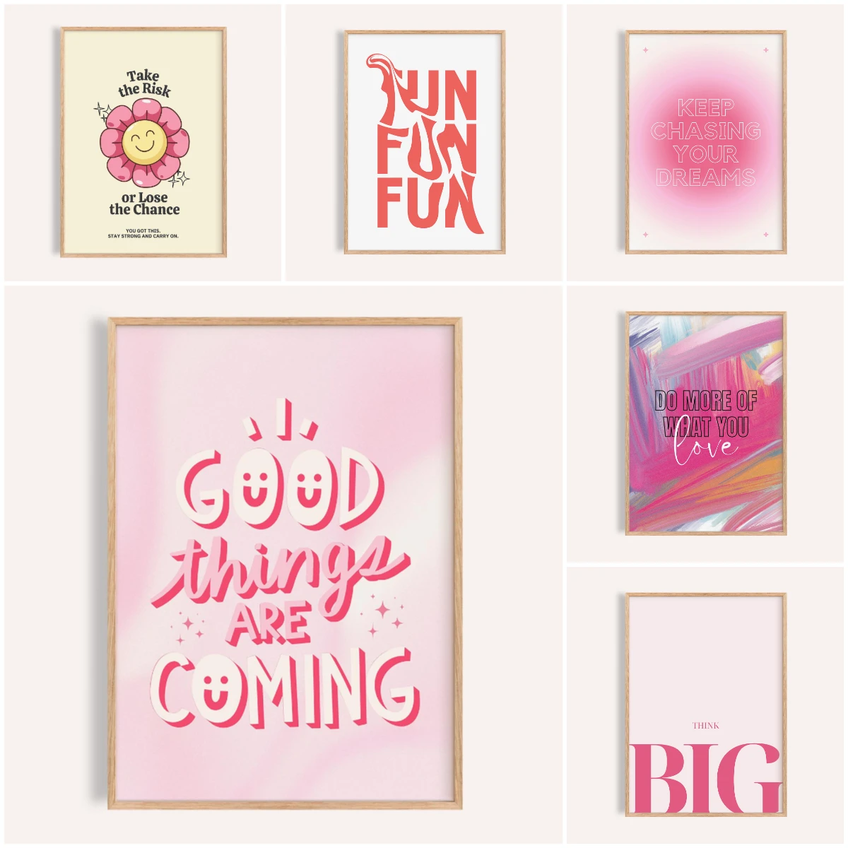Home Decoration - Poster Estetika Retro Bentuk Hati Cetakan
