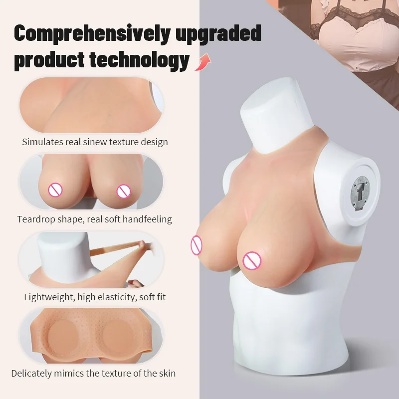 OEM/ODM Realistic Skin Texture Silicone Breast Forms Artificial False Boobs Plate Bodysuit Crossdresser Cosplay Transgender CE