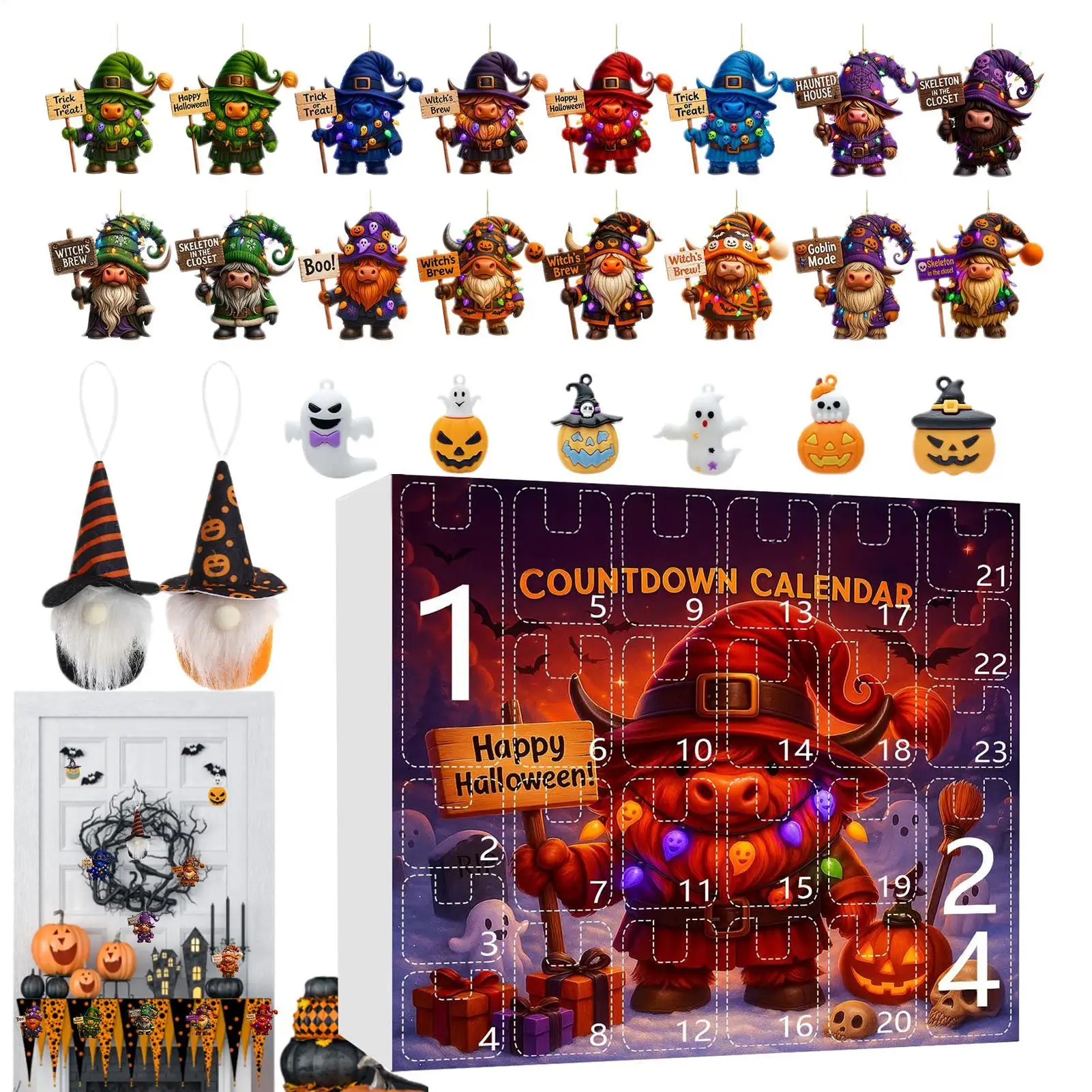 

Gnome Countdown Calendar 24-Day Countdown Calendar Gnome Theme Collectible 3D Resin 2D Acrylic Ornament For Kids Teens Adults