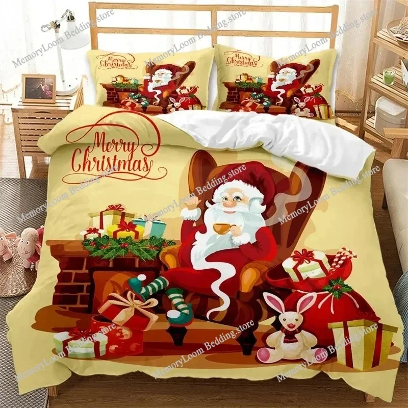 

Red Christmas Santa Claus Snowman Soft Bedding Set Single-Twin-Full-Queen-King Size Adult Kid Bedroom Breathable DuvetCover 2025