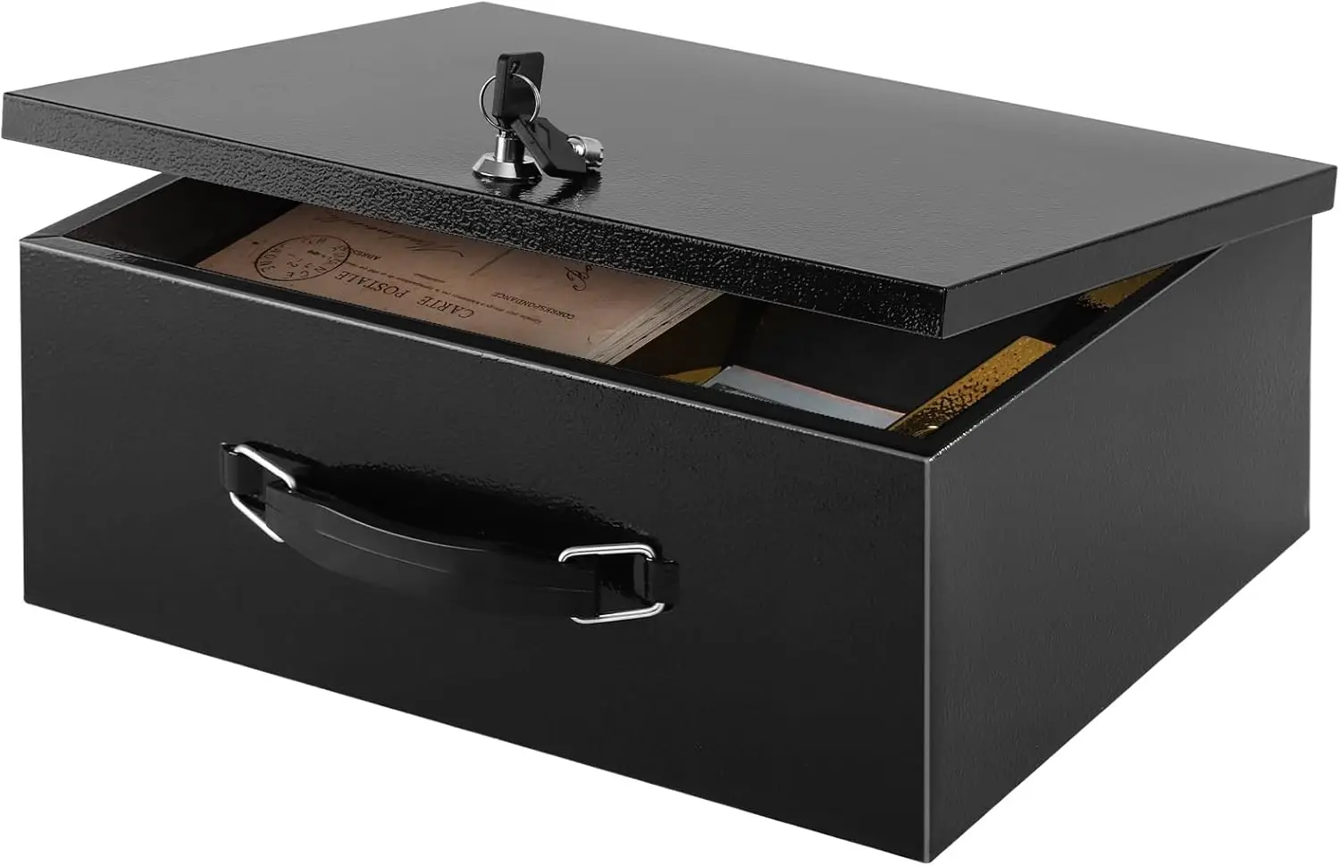 

Fireproof Safe Box with Key Lock for Home Office Security, 13.2x11x5.1 Inch Black