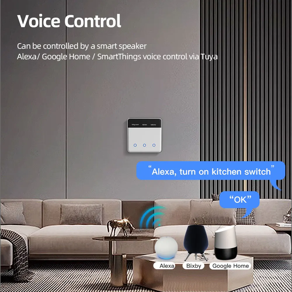Zemismart DIY Name Switch EU Type Zigbee Smart Display Screen Touch Light Switch Works with Tuya Alexa Google Home Voice Control