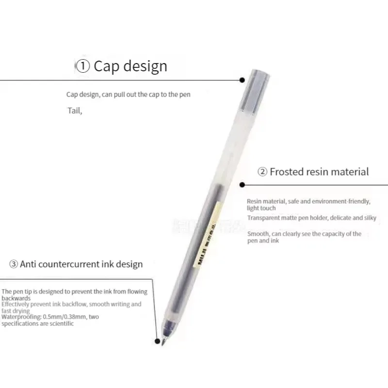 3-6Pcs/Set 0.38mm Kawaii MUJIs Gel Pen Black/Red/Blue Ink Gel Pen Office School Ballpoint Pen Writing Stationery image 5