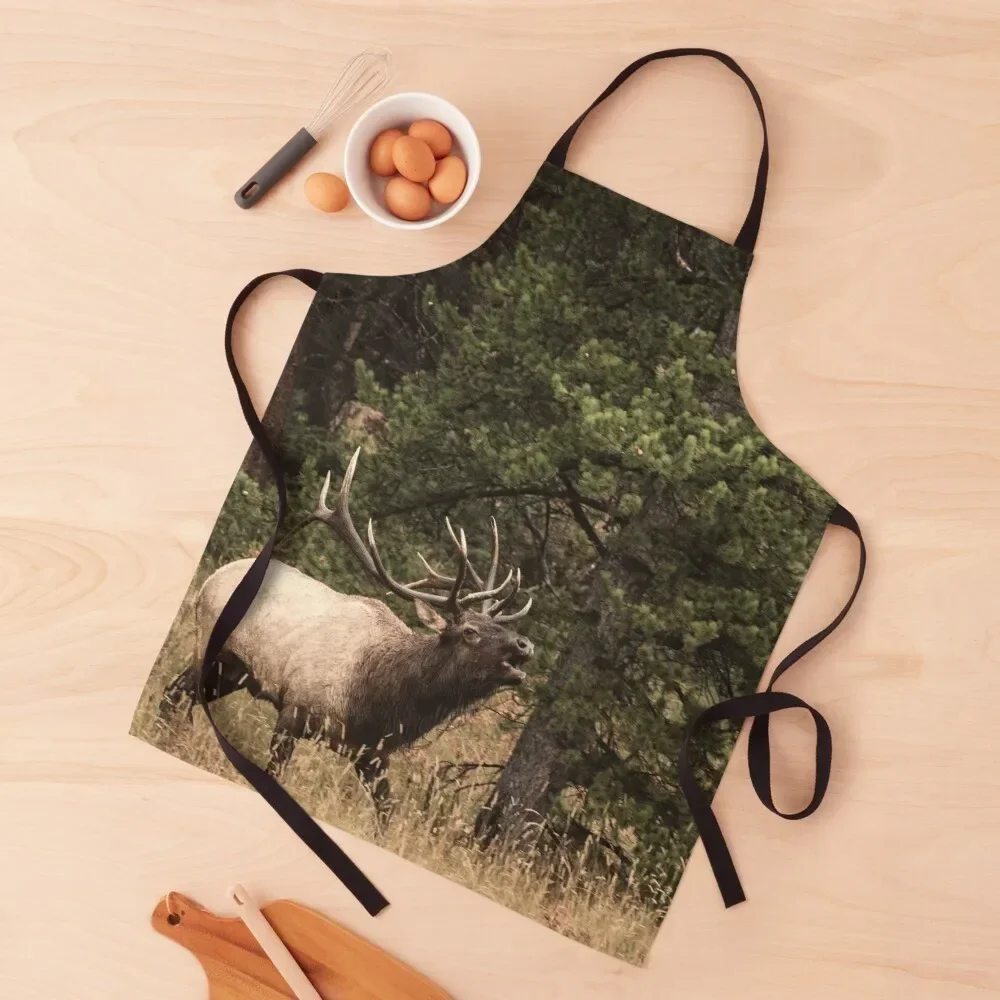 

Bull Elk Rutting Season Apron Kitchens Accessories For Girl kitchen clothes for men Women Kitchen'S Apron