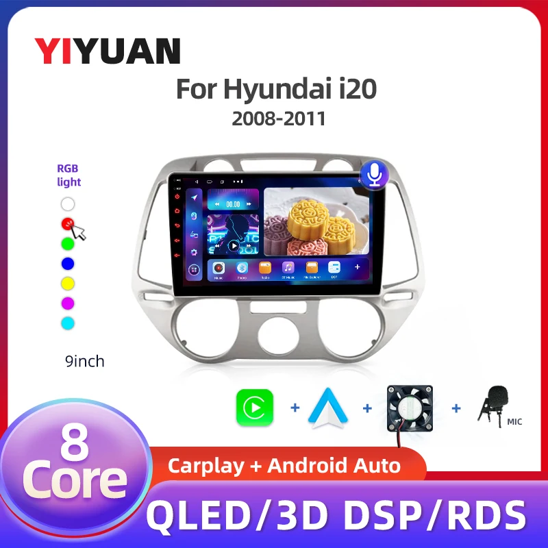 

8Core 2 din Auto Car Radio Multimedia For Hyundai I20 2008 - 2012 GPS Navigation 2Din Carplay Stereo dvd Player