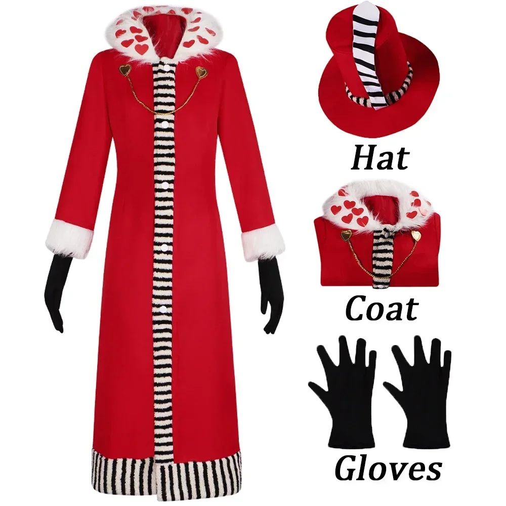 Cartoon 3V Valentino Cosplay Costume Suits Adult Unisex Overcoat Top Uniform Anime Outfits Hat Halloween Party Accessory Props