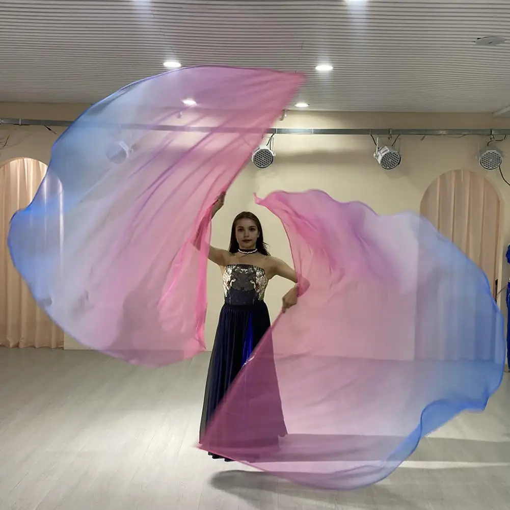 Half Circle Flag Flowing Reflective Material Gradient Colors Stretchable Rod Dance Flags Praise Ministry Stage Performances Prop