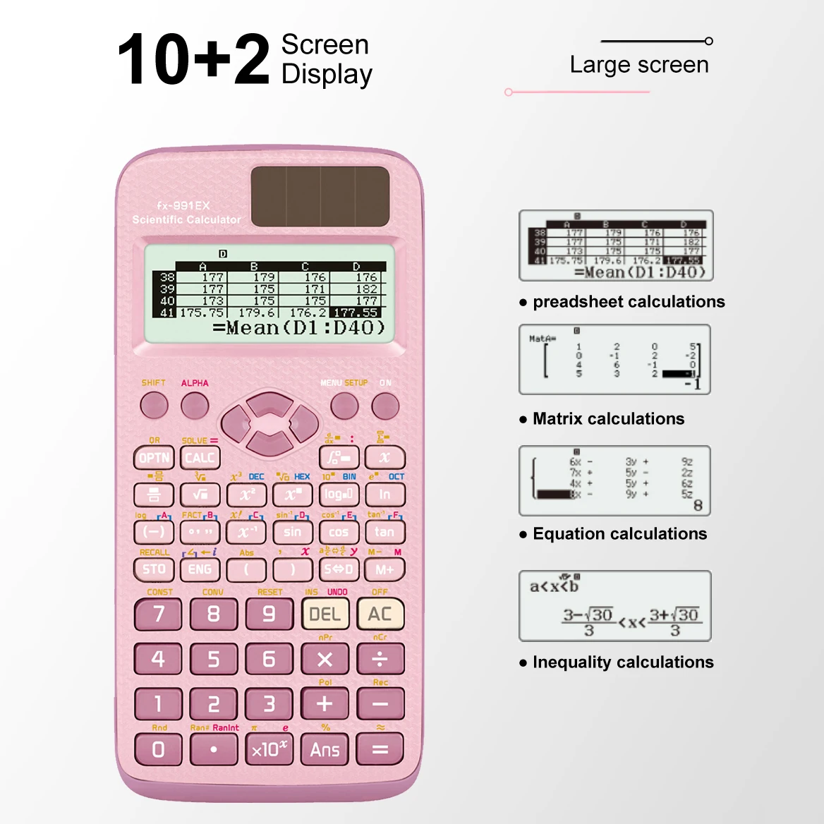 1pcs-Rosa-FX-991EX - Calculadora Científica Bateria Avançada, com 552 funções, adequada para estudantes e professores