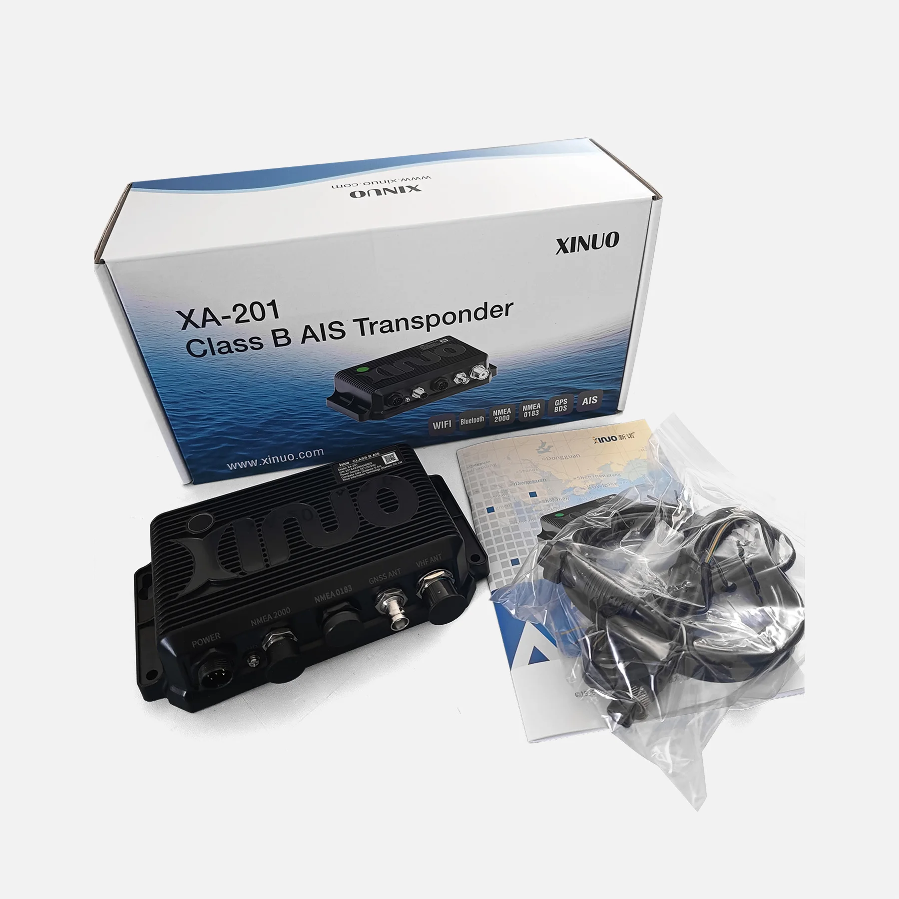 Xinuo XA-201 sistema de identificação automática marinha marinha ais classe b transponder transdutor embutido wifi por telefone app