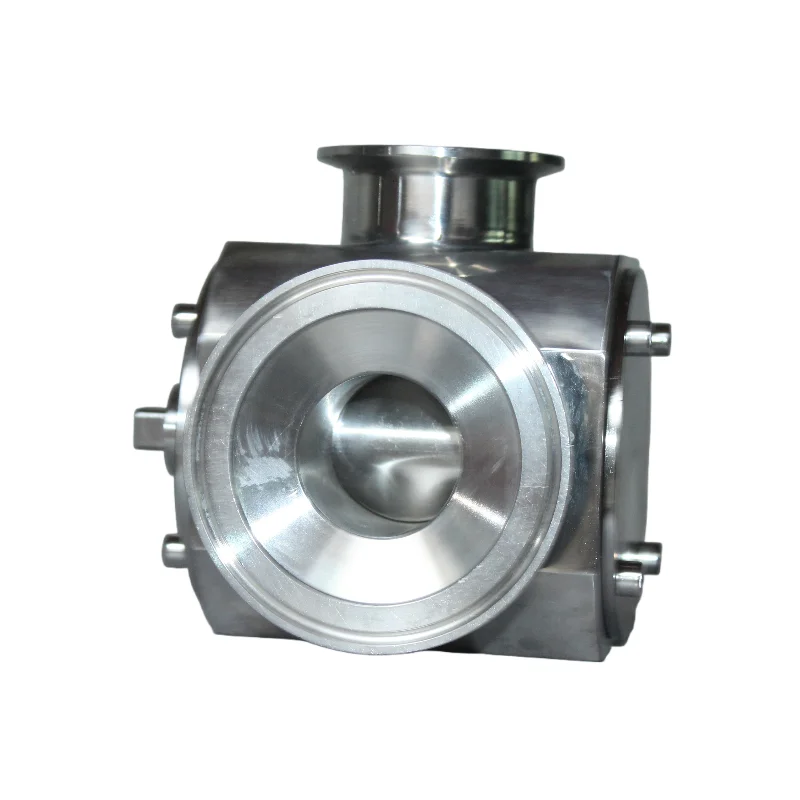 Vavle en T giratorio para máquina de llenado de pistón neumático, vávula DN38 con orificio pasante de 38mm, puerto de virola 77,5-64-50,5mm