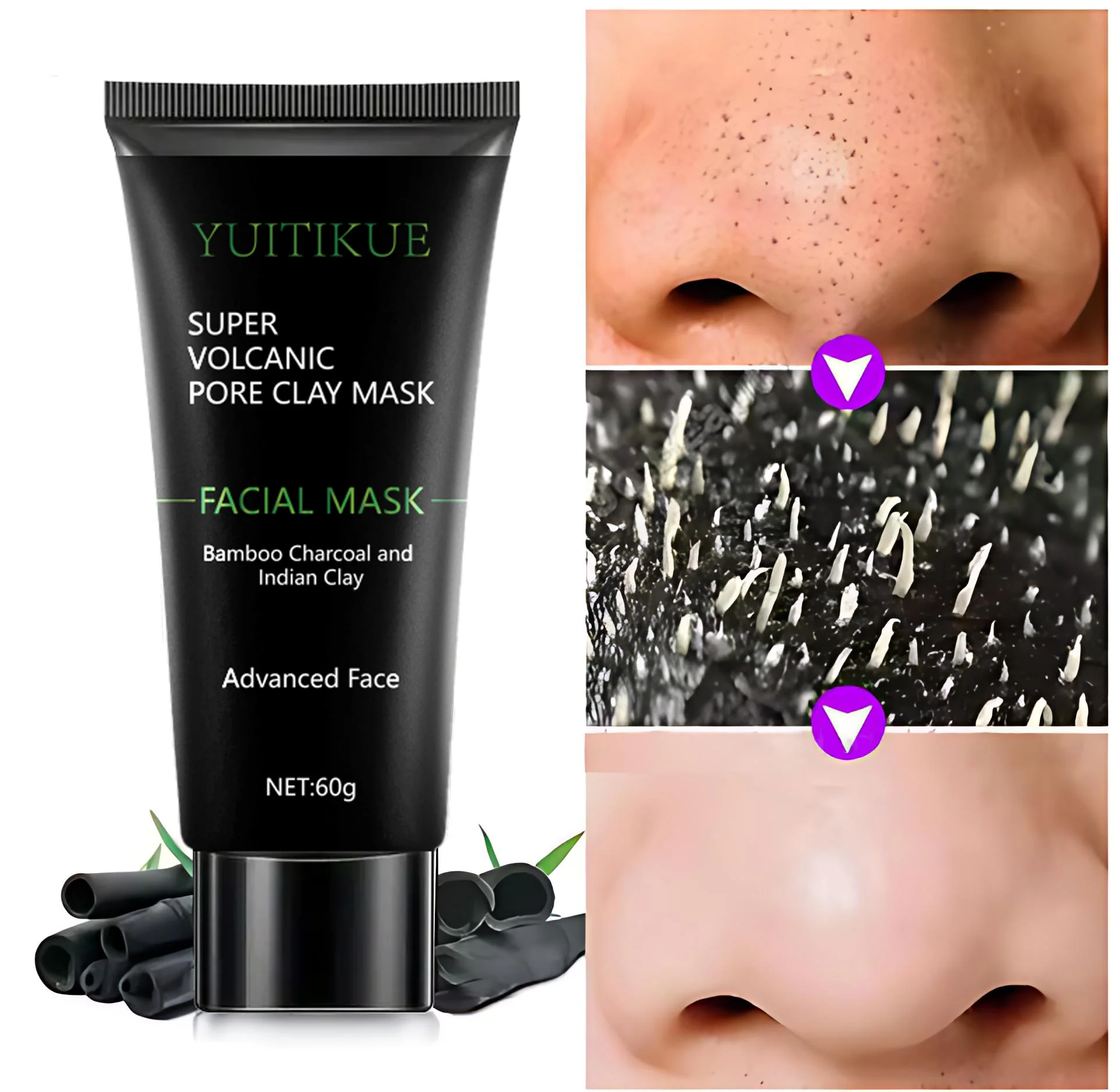 قناع الطين البركاني - يحتوي على النياسيناميد والجلسرين وحمض الهيالورونيك وحمض اللاكتيك والترطيب والتحكم في الزيت، وتنظيف f #1