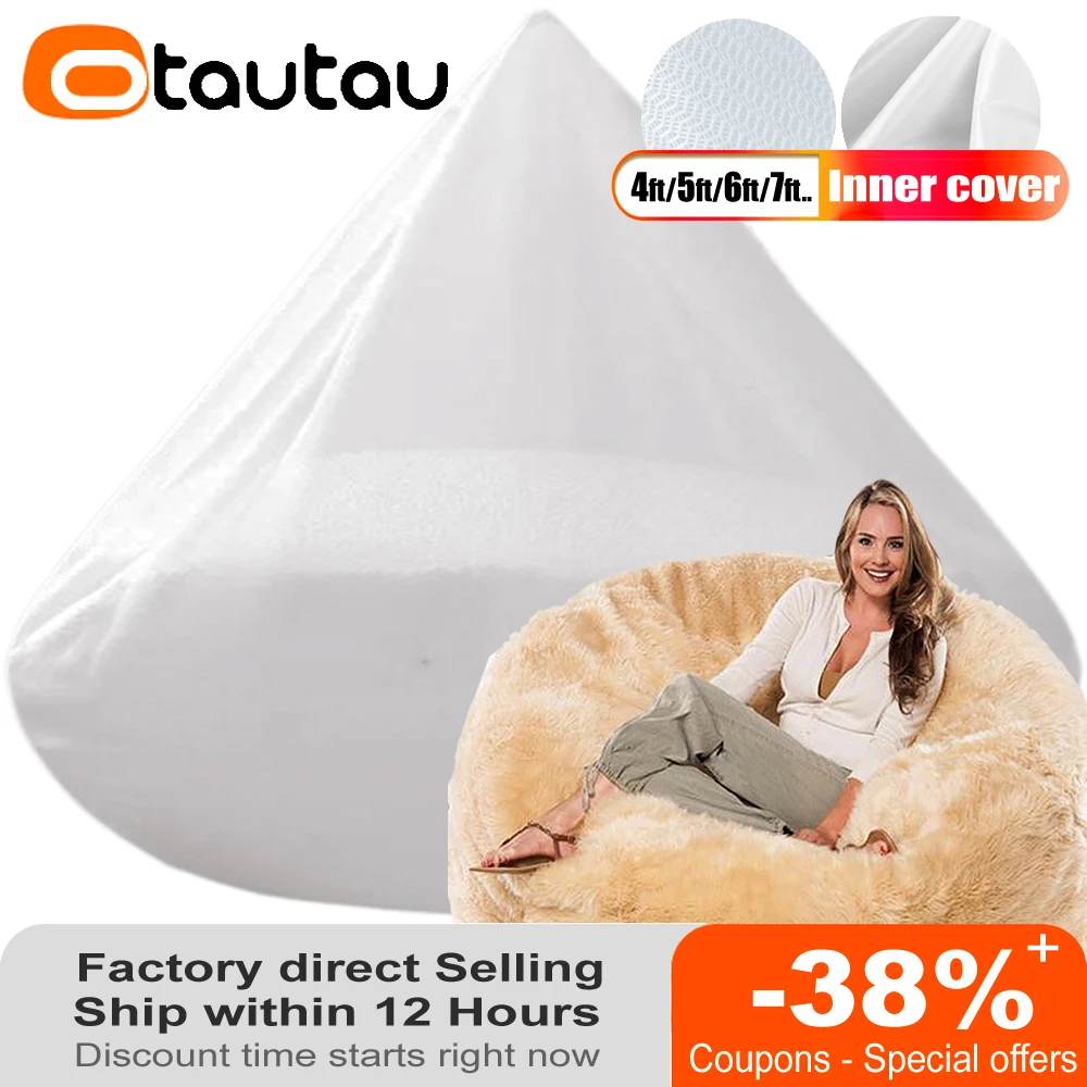 OTAUTAU Large Bean Bag Chair Sofa Cover Without Filler Lazy Corner Seat Beanbag Couch Has Replacement Sofa Inner Liner for Sale