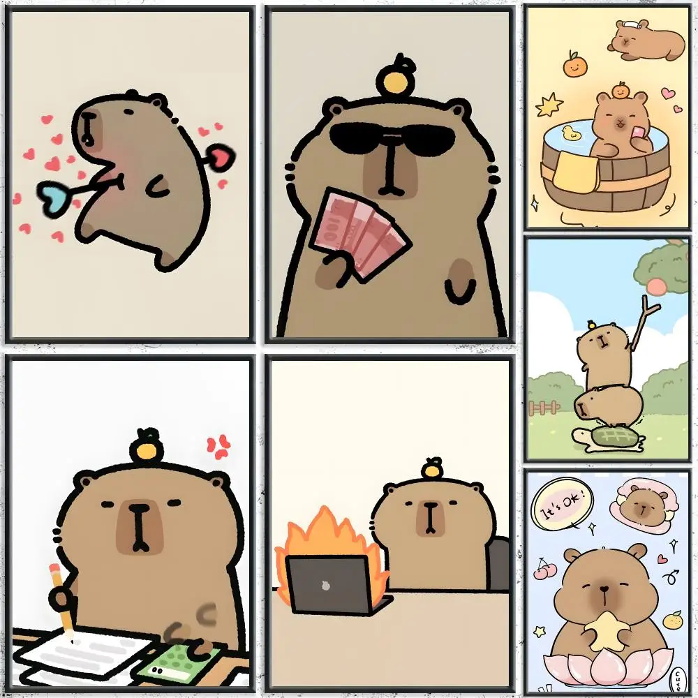 Cute Animal C-CapybaraS Poster HD Self-Adhesive No Residue After Removal Ideal for All Kinds of Wall Decor