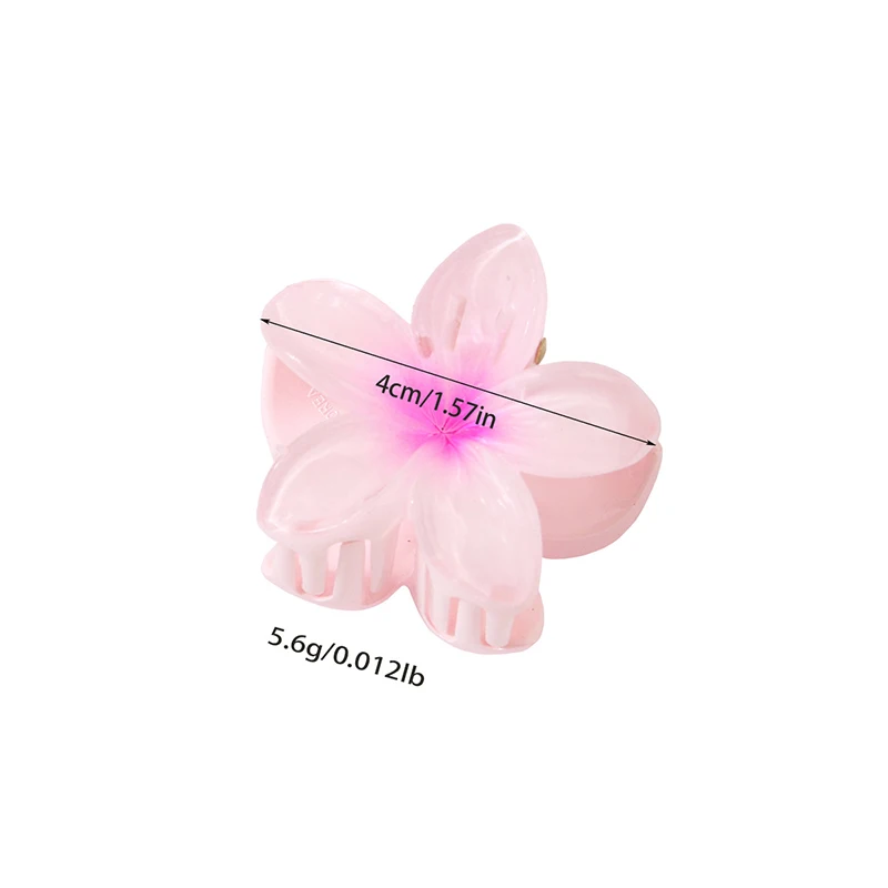 4cm Candy Color Small Gradient Color Plumeria Flower Hair Claw Acrylic Material Hair Clip Non-slip Shark Clip Ponytail Hairpins