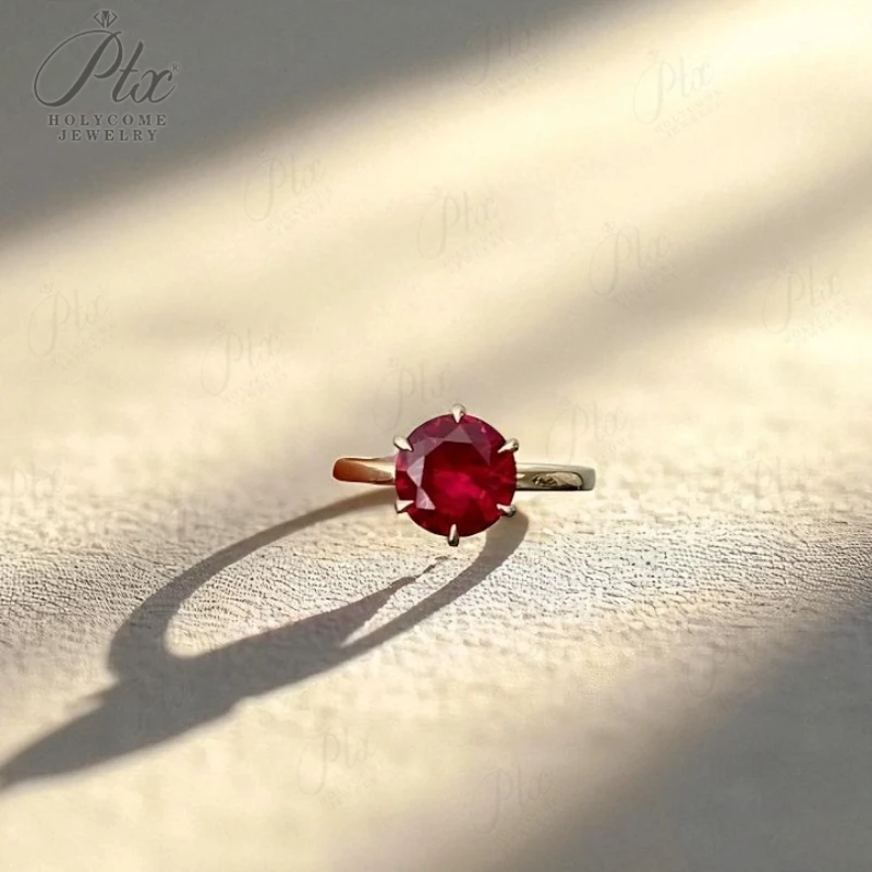 

Customize Ring 6 Prongs Round Lab Grown Ruby Sapphire Columbia 925 Sterling Silver Wedding Engagement Band Charms Hypoallergenic