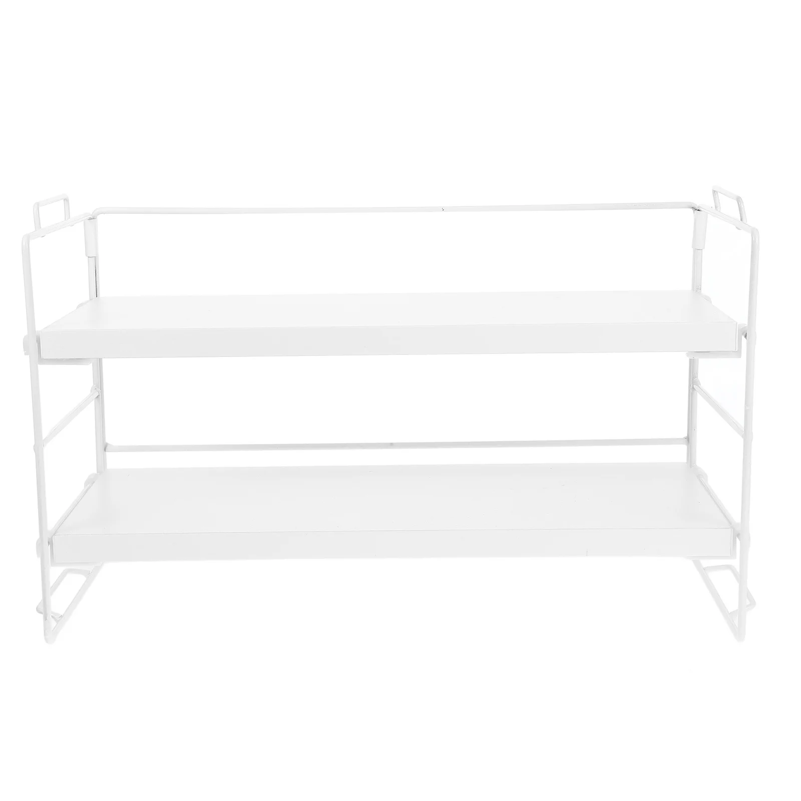 

2-Tier Desktop Bookshelf Wood Storage Rack Organizer Metal Frame Bedroom Bathroom Office Makeup Toiletry Countertop Display
