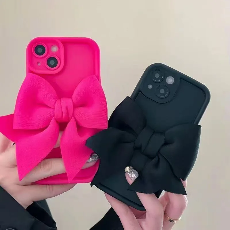 Hübsche 3D-Schleifen-Silikon-Handyhülle für iPhone 11 12 13 14 15 16 17 18 Pro Max 16E X XR XS Max 7 8 Plus, weiche, stoßfeste Schutzhülle – Detail 6