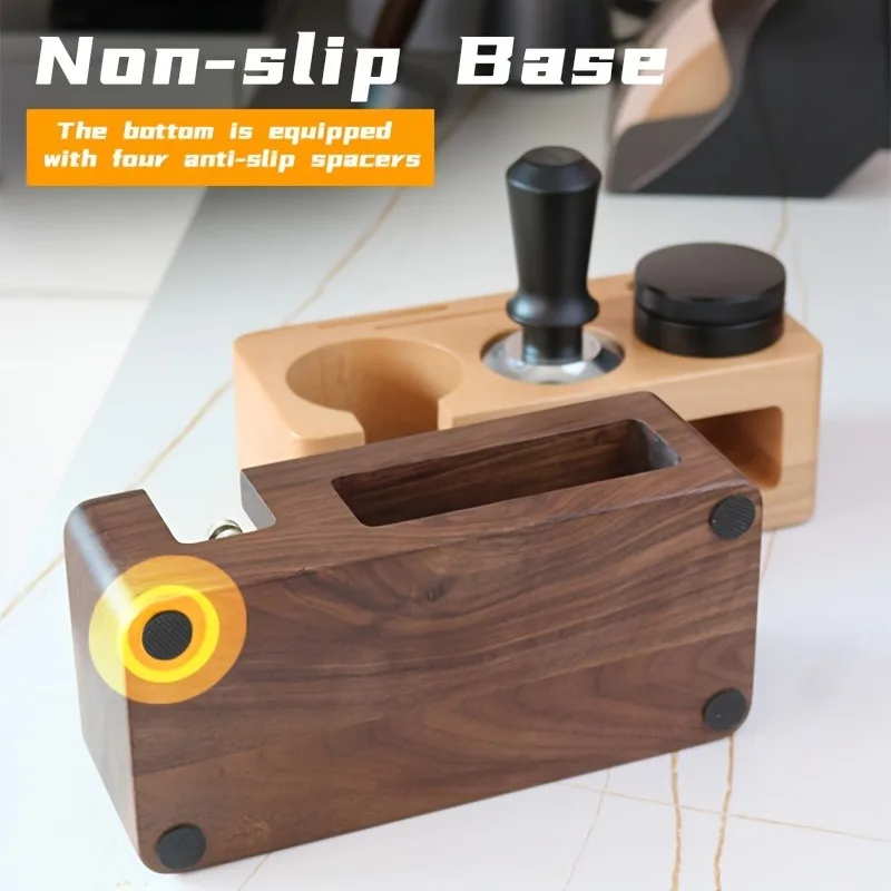 51/53/58mm Espresso Tamping Station Wooden Coffee Tamper Holder Antislip Multifunctional Tamping Station Coffee Bar Accessories