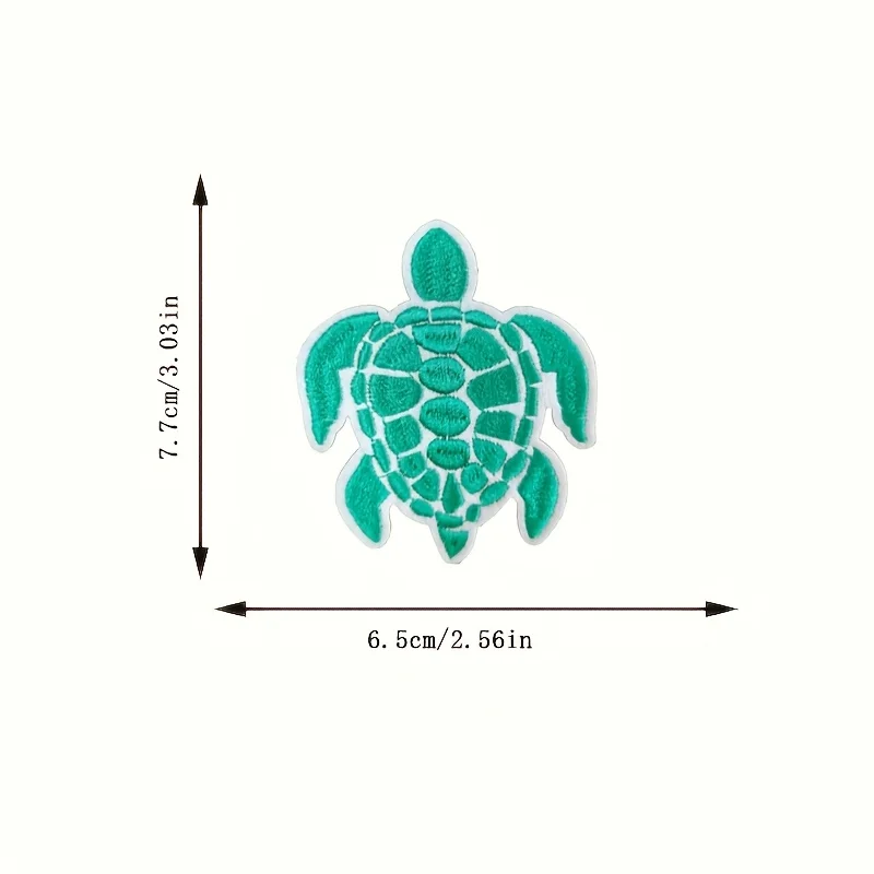 2pcs Large Sea Turtle Patch, Turtle Badge, Iron-On/Sew-On For DIY Clothing, Embroidered Patch For Jackets, T-Shirts, Bags, Hats