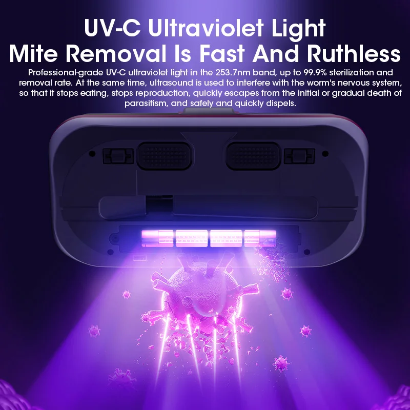 12KPa UV New Mattress Vacuum Mite Remover Dust Wireless Handheld Powerful Suction Vacuum Cleaner for Bed Pillow Clothes Sofa