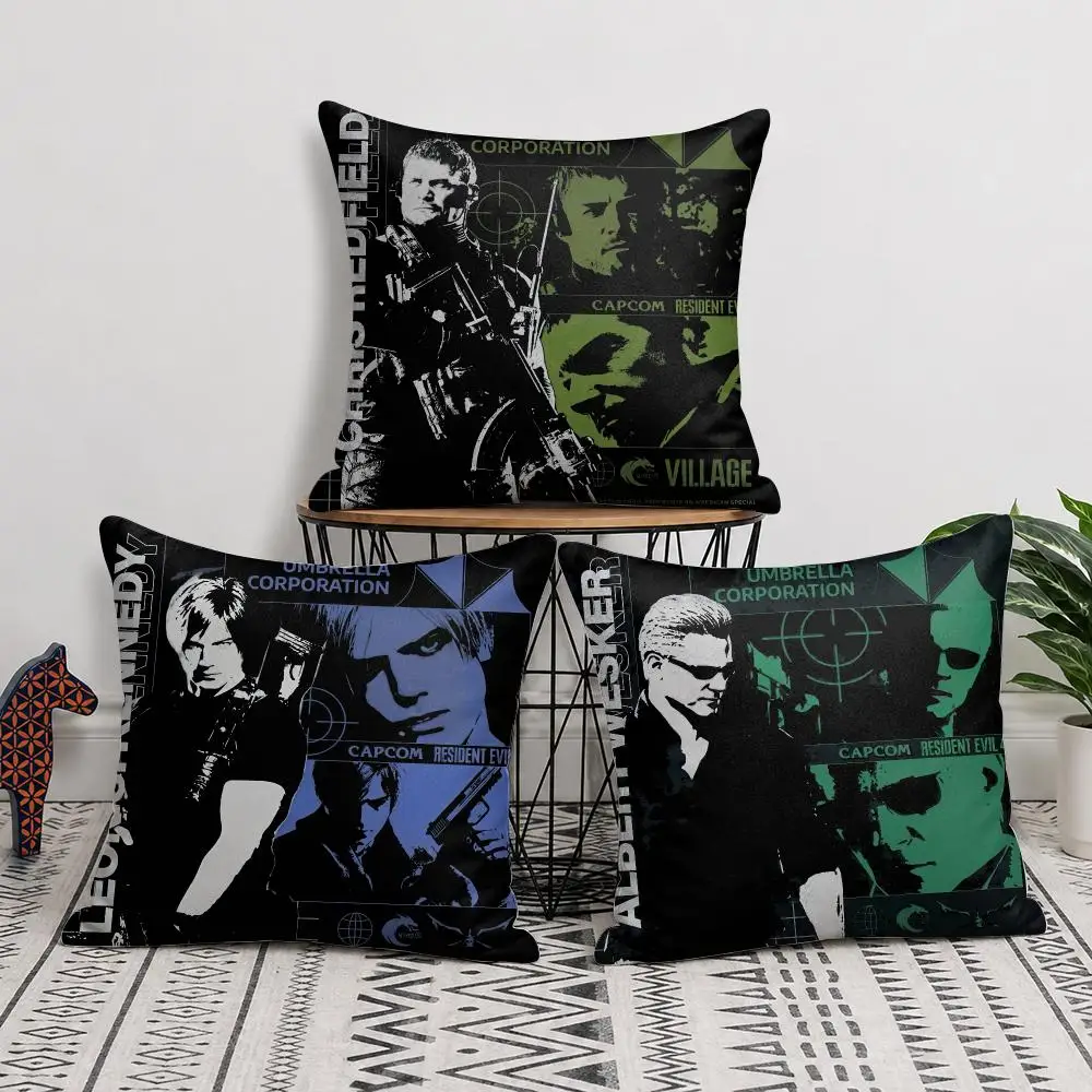 R-Resident Evil Umbrella Cushion Cover Silky Short Plush Invisible Zipper Dustproof Sofa Pillow Case For Home Decor