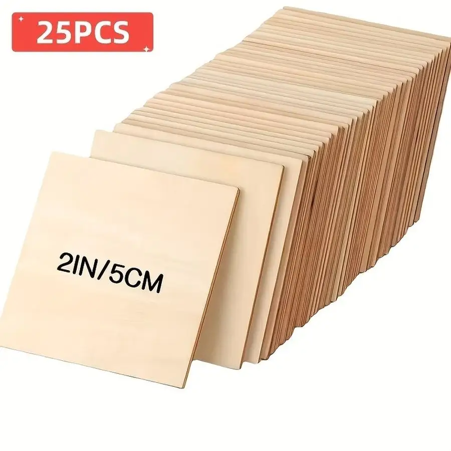 1/5/10/20/50/100pcs Pieces, 5 cm / 1.69-inch Square White Wood Chips, Suitable for DIY Crafts, Arts and Crafts Projects, Wood Cr