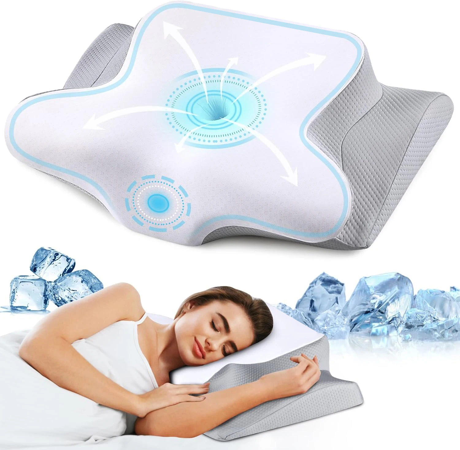 Cervical Pillow Ergonomic Neck Support Pillow Relief Odorless Orthopedic Contour Memory Foam Pillow Bed for Back Stomach Sleeper