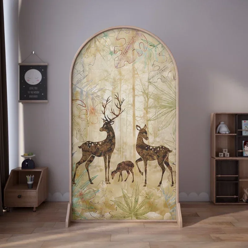 Customized Nordic screen partition living room simple modern bedroom shelter household solid wood mobile American elk entrance.