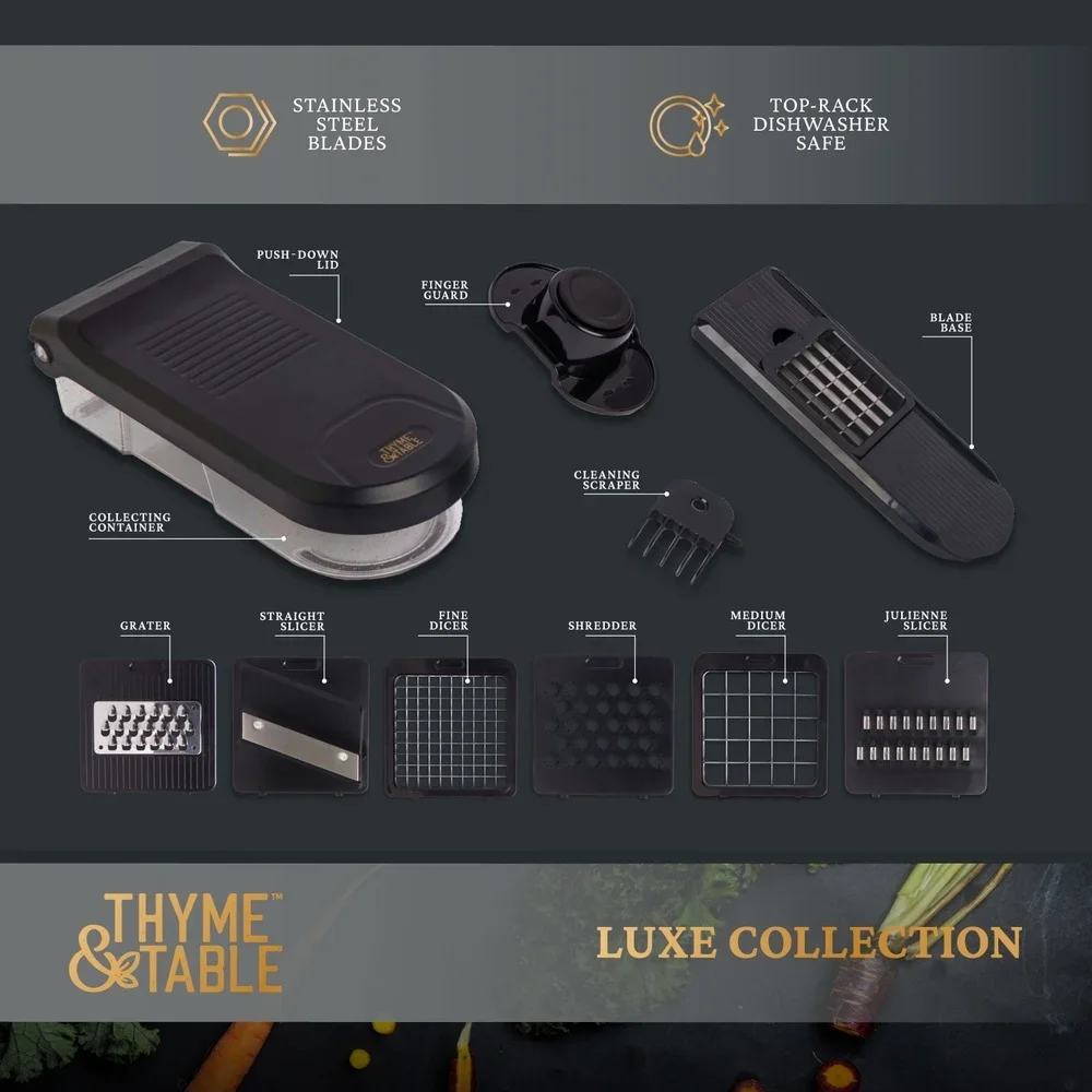 

Набор измельчителей для овощей из 11 предметов со сменными лезвиями из нержавеющей стали. Инструменты для приготовления пищи с защитными функциями и