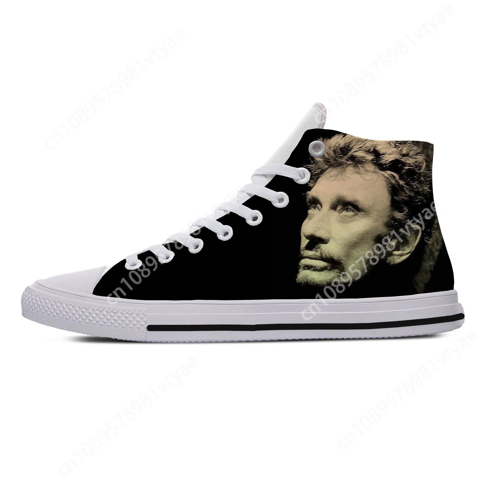 

Hot Cool Johnny Hallyday Lightweight Leisure New Rock Man Woman Canvas Shoes Custom Made High Help Classic Board Shoes