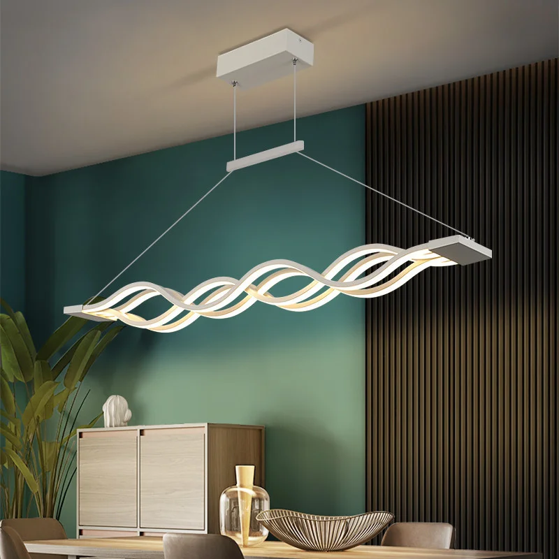 Creative Modern Chandelier LED Art Pendant Light For Restaurant Table Bar Wave Shaped Acrylic Hanging Lamp Home Decor Fixtures