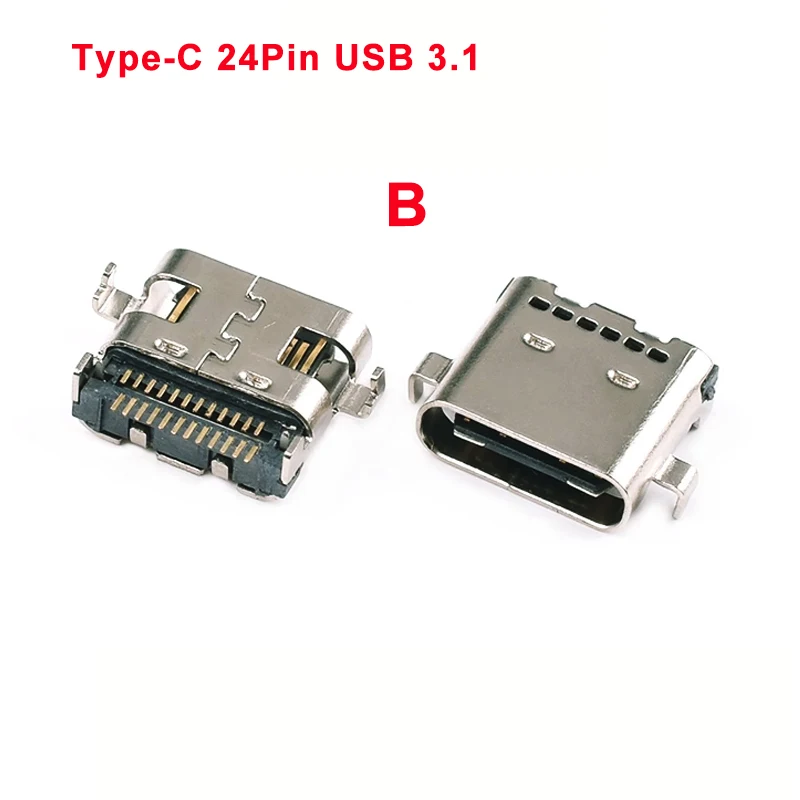 2-6pcs Type C Micro 24Pin USB 3.1 Double Row On Board Female Port Jack Tail Socket Plug For Phone PD Fast Charge Data Connector