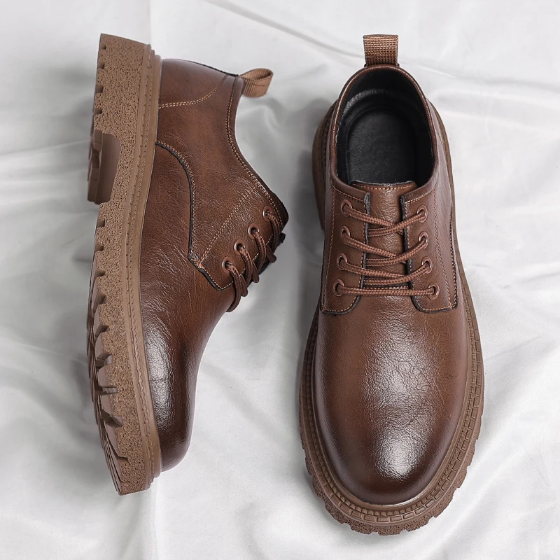 

Деловая и повседневная мужская кожаная обувь Gentleman Comfort Style Офисная и отдых Вечеринка Четырехсезонная обувь дерби на шнуровке