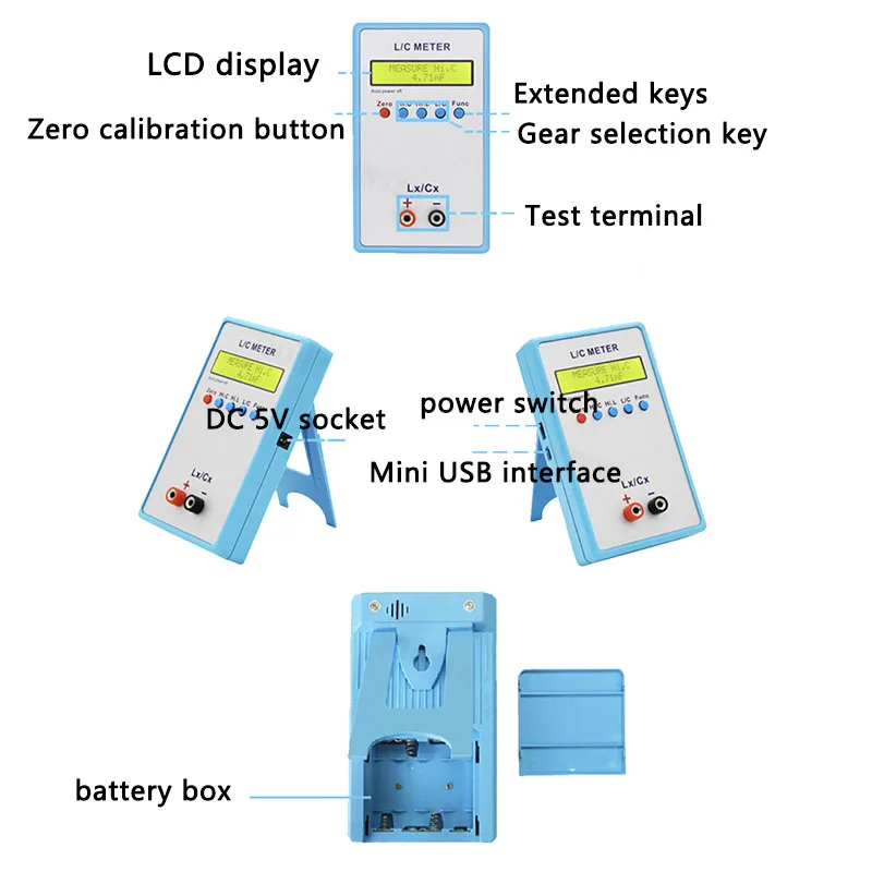 Medidor LCR Digital portátil de LC-200A, herramienta de puente de medición de inductancia y capacitancia para electrónica