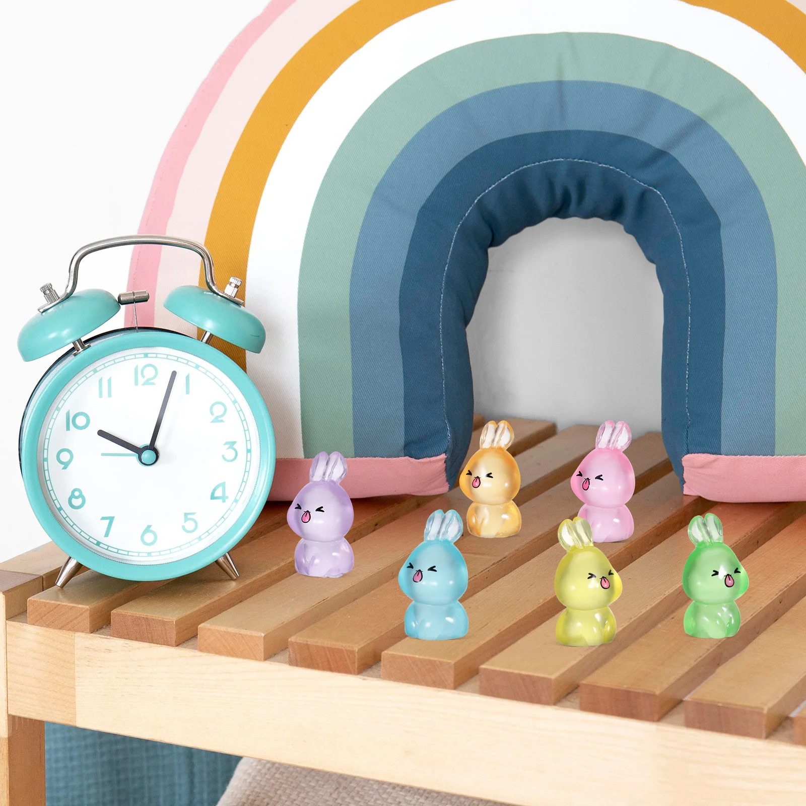 

84Pcs Mini Resin Rabbits Glow in The Dark Night Decoration Luminous Miniature Bunny Garden Accents Bunny Miniature Figurines