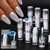 6 Color Aurora Metallic Liquid Nail Glitter Set Small Tube Moonlight Glossy Chrome Pigment Powder Professional Salon Manicure