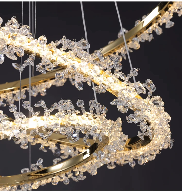 Crystal Dimmable Pendant Light Living Room Circle