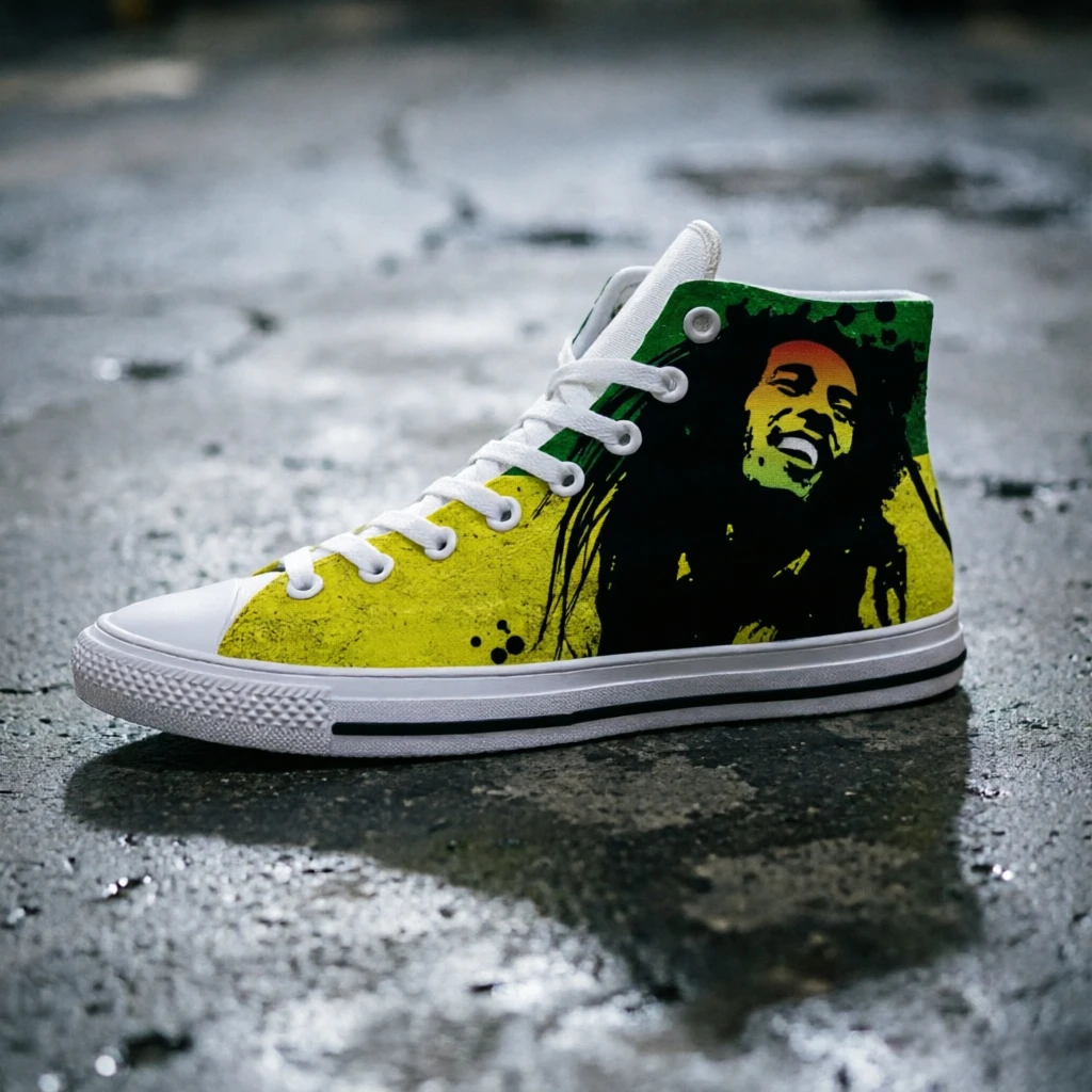 

Bob Marley Classic Portrait Pattern Casual Sneakers Unisex Fashion Non Slip Soft Sole Shoes Comfort Outdoor Travel Walking Shoes