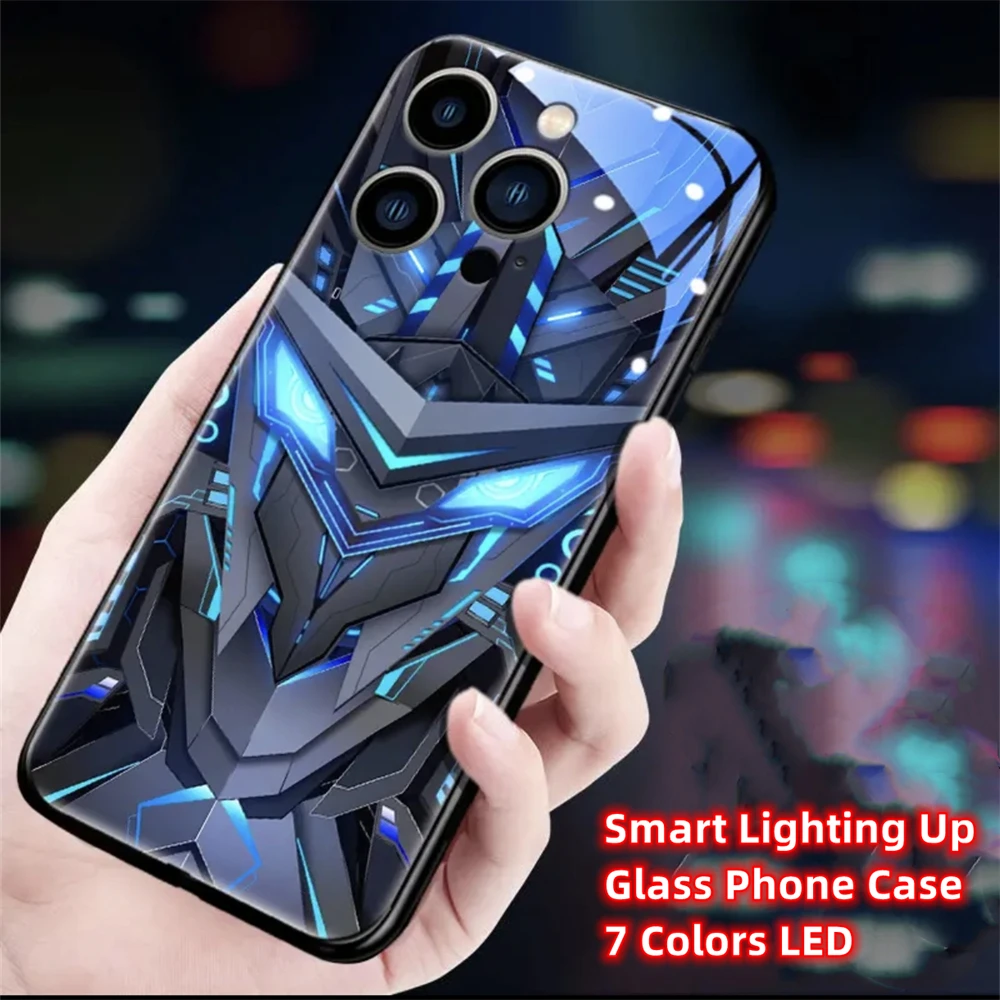 Laser-Panzer-Mech-Muster LED-Licht Leuchtende Handyhülle Glitzer-Cover für iPhone Air 17 16 E 15 14 13 12 11 Pro Max Plus – Detail 28
