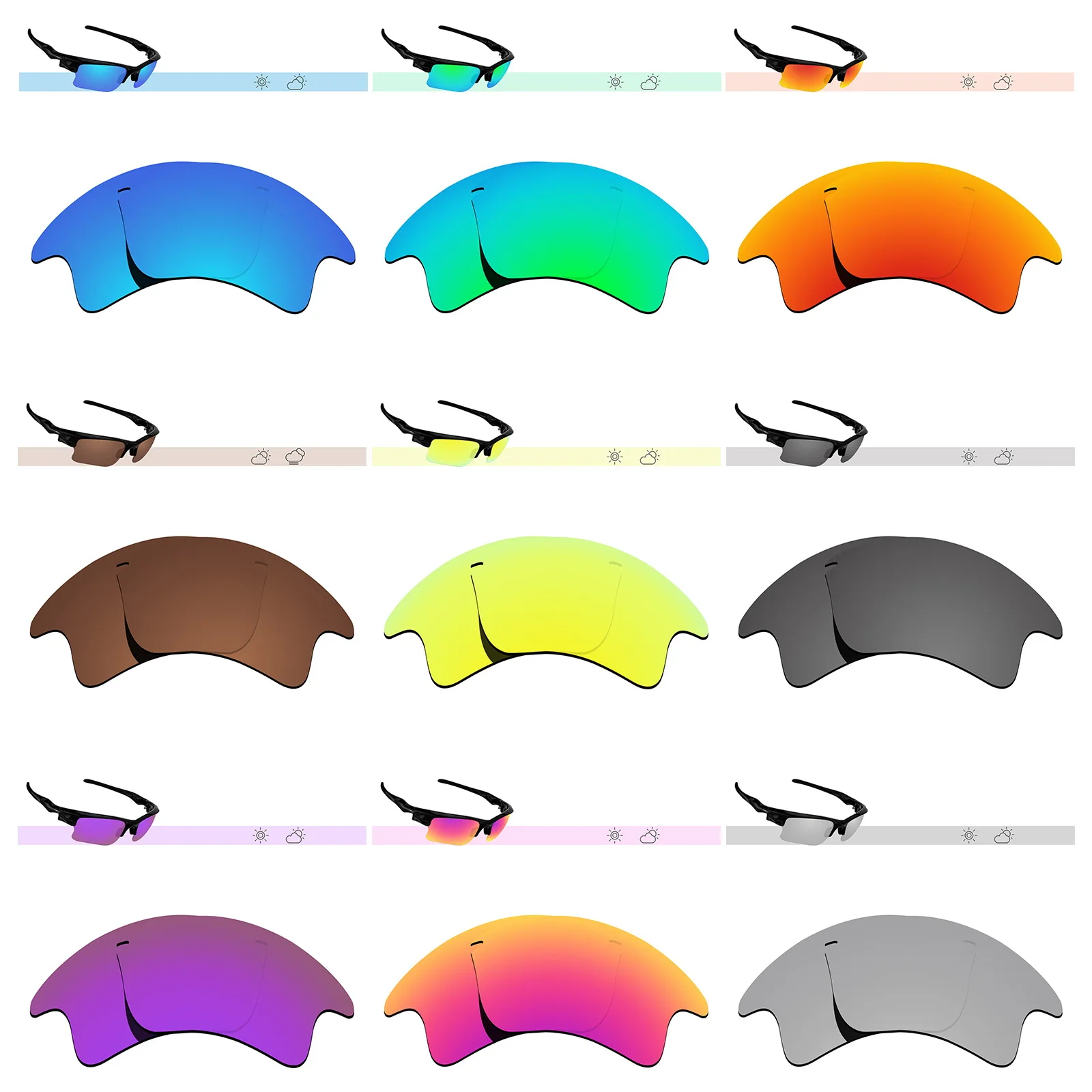 Glintbay Polarized Replacement Sunglasses Lenses for Oakley Flak 2.0 XL OO9188 59mm -Multiple Options