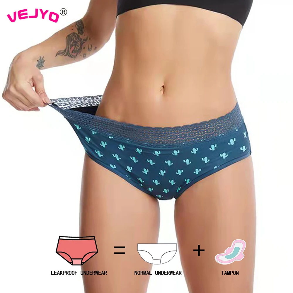 

3Pcs Sexy Lace Menstrual Panties Woman Cotton Underwear Leakproof Underpants Incontinence Waterproof Period Briefs Dropshipping