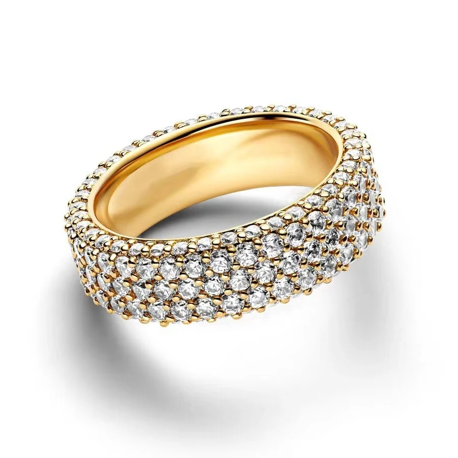 خاتم قلب مطلي بالفضة عيار 925 على شكل قلب صف من القلوب، خاتم ثلاثي الصفوف بدون وقت، مناسب لهدايا عيد ميلاد المرأة