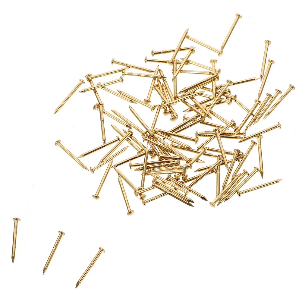 

200 Pcs Fasten Brass Nails Round Head Copper Furniture Fixing Pedicure DIY Pictures Hanging Golden Accesories Baby