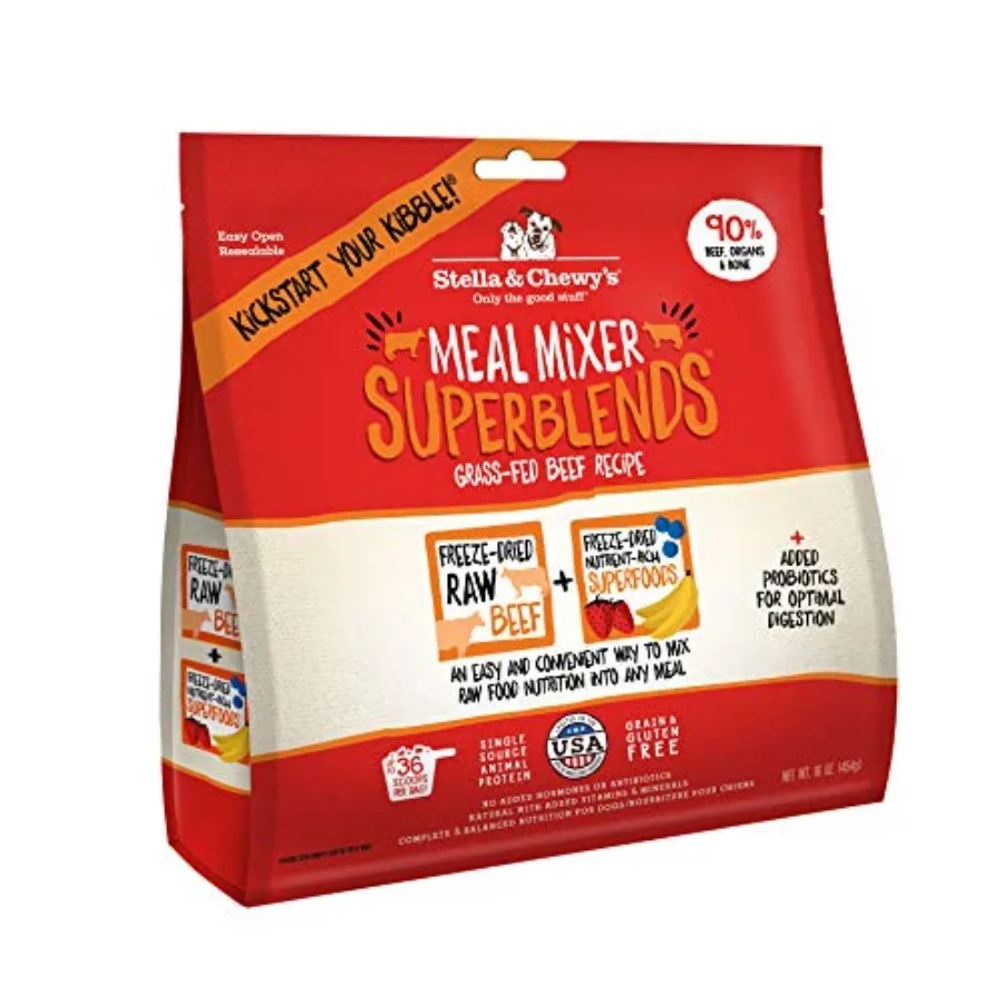 

Freeze Dried Raw Grass-Fed Meal Mixers SuperBlends Dog Food Topper Grain Free Protein Rich Recipe Bag