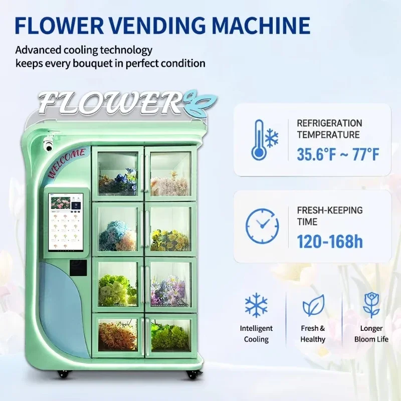 24/7 Unattended Flower Vending Machine Refrigerator Temperature Controlled Automatic Flower Vending Machine for Hospital