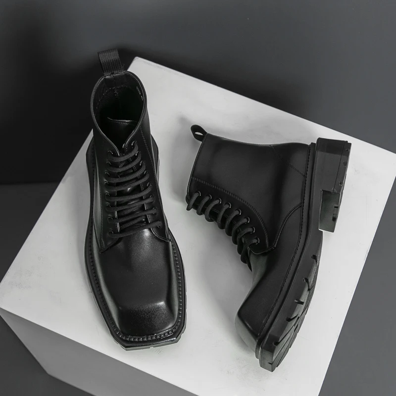 Sepatu bot SMVP, sepatu kulit high top, sepatu pria