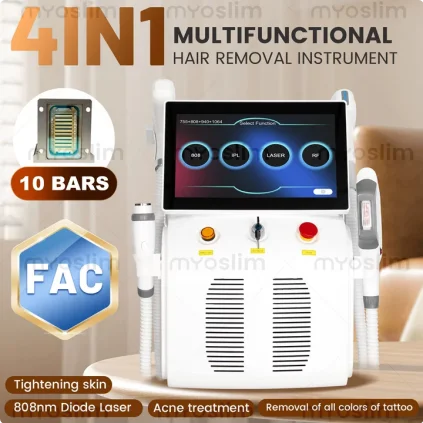 

4in1 Soprano Titanium Ice Platinum RF Diode 755 808 940 1064nm 4 Wave Laser ND:YAG Machine Painless Hair Removal Machine