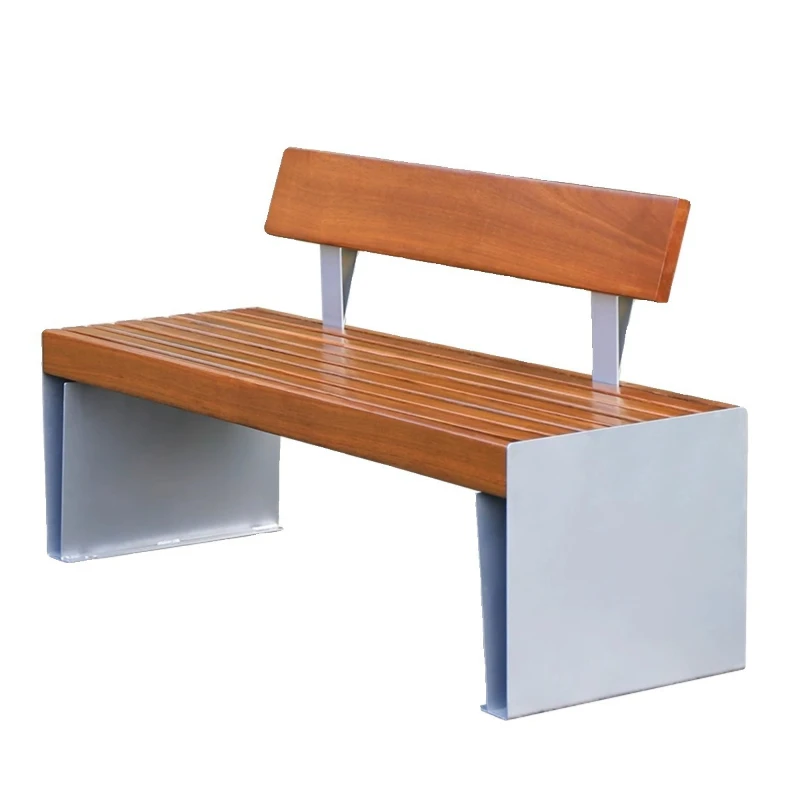 Park Chair Outdoor Backrest Bench Outdoor Leisure Anticorrosive Wood Double Square Community Open Air Public Seat Bench