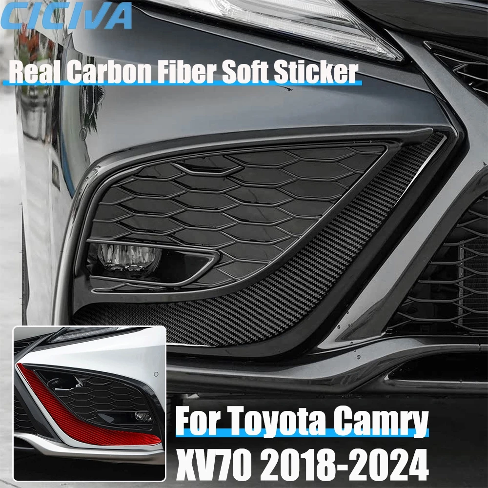 

Real Carbon Fiber Car Accessories Front Bumper Trim Cover Soft Sticker For Toyota Camry XV70 2018 2019 2020 2021 2022 2023 2024