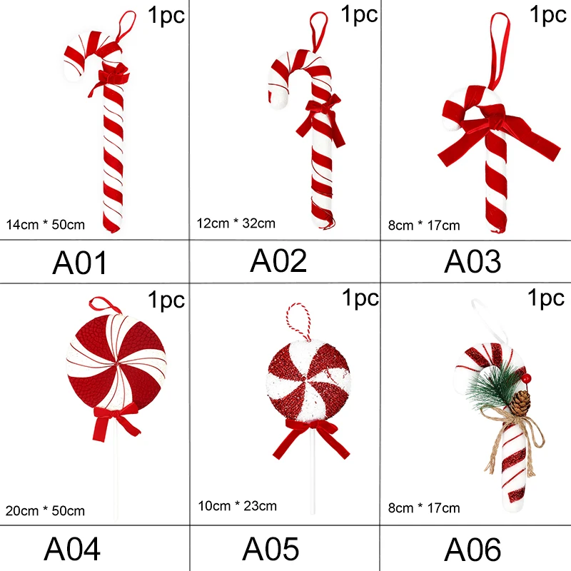 Duże świąteczne laski cukierków Ozdoba choinkowa Wiszące czerwone białe lizaki Zawieszki Nowy Rok Navidad Prezent Świąteczna dekoracja domu